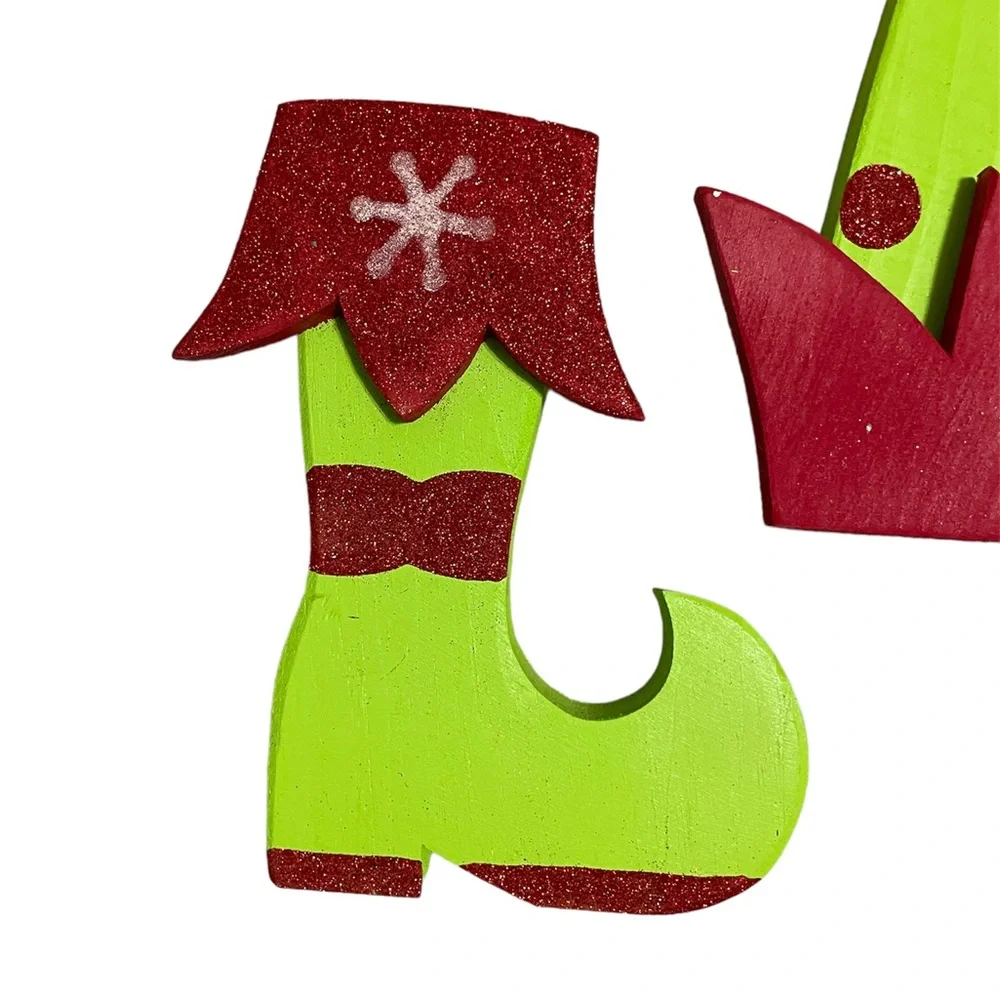 Christmas Decorations- Wooden Elf Hat and Stocking